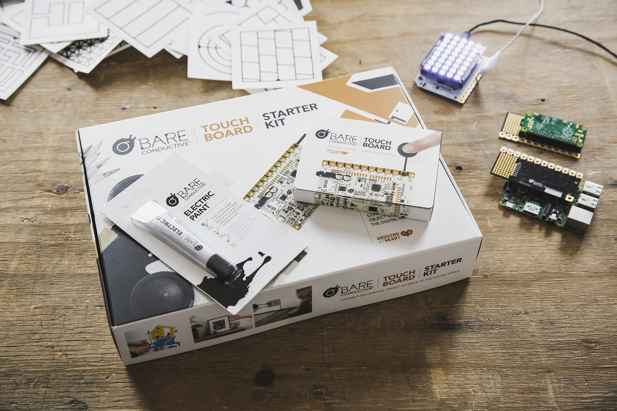 Bring sensors into your world with Bare Conductive's Electric Paint, Touch Board and Pi Cap!
